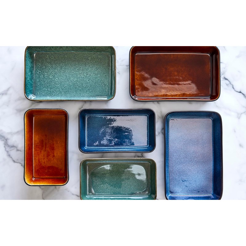 BITZ Stoneware Lasagna Baking Dish, Rectangular Oven Dish, 19 x