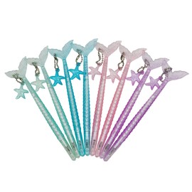 Maydahui Cute Mermaid Ballpoint Pen, 0.02 inch (0.5 mm), Black Ink, Set of 12, Stylish, Gel Ballpoint Pens, Cute, Glitter, Fish, Stationery, Children, Students, Gift, Present