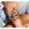5 Pictures Anchor Tattoo Compass Clock Lettering Temporary Skin Tattoo