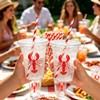50Pcs 12 Oz Crawfish Plastic Cups with Lids & Straws