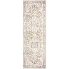 Nourison Home Vintage Washables Green 2' x 6' Area Rug - Easy Clean, Non Shedding, Bed Room, Living Room, Dining Room, Kitchen (6' Runner)