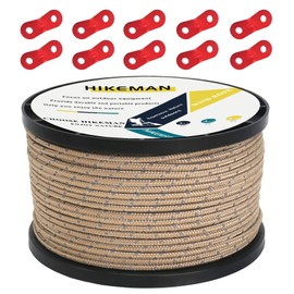 Tent Rope, Paracord, Tarp Rope, Guy Rope, Reflective, Guy Line, Tensioner, 164.0 ft (50 m), Aluminum Tensioner, Bobbin Spool, Camping Rope, 0.16/0.2 inch (4/5mm), Durable, Khaki (Diameter 0.12 inch (3 mm))
