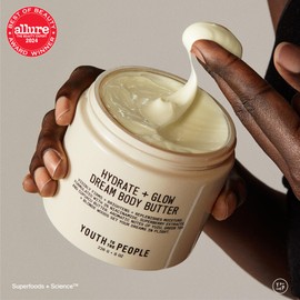 Youth To The People Superberry Hydrate + Glow Dream Body Butter - 3% Niacinamide + Jojoba Oil, Shea + Cupuaçu Butters - 48HR Moisture - Brighten + Firm - Calming Yuzu + Green Tea Scent - Vegan (1.7oz)