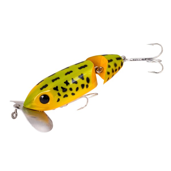 Arbogast Jitterbug Topwater Bass Fishing Lure - Excellent for Night Fishing, Frog Yellow Belly, G625 Jointed Click (2 1/2 in, 3/8 oz) (G625-07)