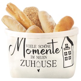 Brotkorb Stoff, Brötchenkorb, Brottasche, VIELE SCHÖNE Momente IM NEUEN ZUHAUSE Geschenk, Brotbeutel Geschenkkorb für Backwaren, Baguettes und Einweihungsgeschenke, 38 × 22 × 16 cm
