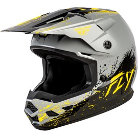 FLY Racing Youth Kinetic Drip MX Helmet – ECE/DOT Approved, Lightweight Polycarbonate Shell, Advanced Protective Motocross Gear - (Grey/Black/Yellow, Youth Medium)