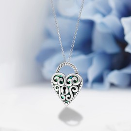 Daixiya Lock Necklace for Women 925 Sterling Silver Padlock Heart Lock Pendant Necklaces Jewelry Gifts for Women