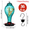 LUJII Hummingbird Feeder, Hand Blown Glass Hummingbird Feeder, Never Fade,
