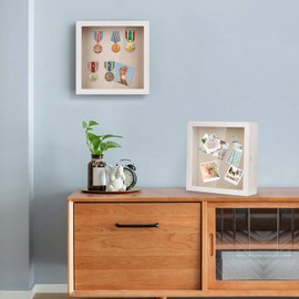 Love-KANKEI 3D Picture Frame 28 x 28 cm, Wooden Frame for Filling, Shadow Box Frame with 8 Pins, Gift for Family, Friends etc., White