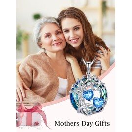 TOUPOP December Birthday Gifts for Women 925 Sterling Silver Tree of Life Blue Topaz Opal Necklace with January Birthstone
