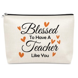 Sazuwu Teacher Gifts from Student Makeup Bag Teacher Appreciation Gifts Inspirational Cosmetic Organizer Travel Bag Thank You Retirement Birthday Present