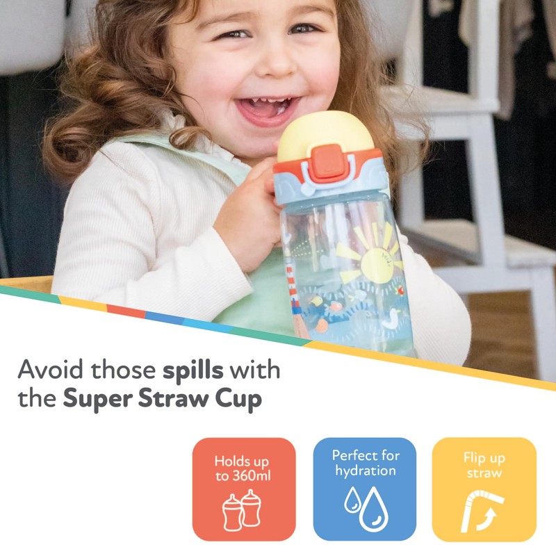 Nuby Super Straw Water Bottle - No Spill Active Toddler