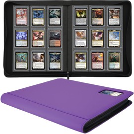 Top Loader Binder for Cards (Clear Window), Holds 288 Cards in 3"x4" Toploaders, Trading Card Binder 9 Pocket for TCG, MTG, YGO, Game Cards, Sports Cards(Purple)