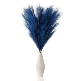 AlpsuIay 6 Stem Blue Pampas Grass Tall 43",Large Faux Pampas Grass Artificial Feathers Bulk for Boho Home Wedding Decor,Decorations for Living Room