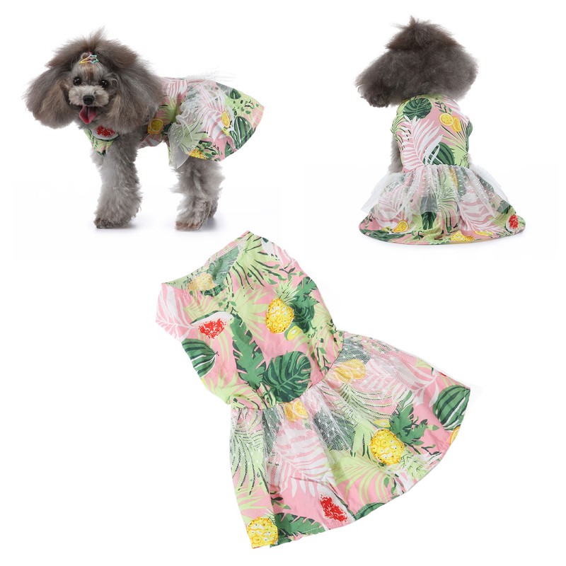 Dog Dress Romantic Classic Leaf Pattern Soft Comfortable Doggie Princess