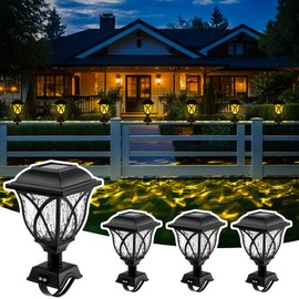 SUNCKET Solar Fence Lights Outdoor Waterproof, Led Solar Lights Outdoor for Step, Stairs, Fences, Patio, Yard and Pathway, Warm White 4 Pack