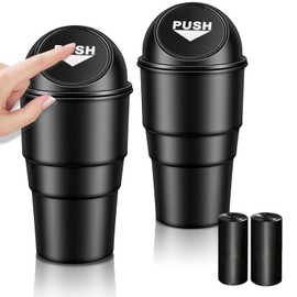2 Pcs Bote de Basura para Carro con 2 Rollos Bolsas,Portátil Cubo de Basura para coche,Mini Cubo de Basura para Coche con Tapa,Accesorios para Auto para Mantener el Automóvil Limpio y Ordenado