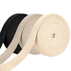 Supkiir 3 Rolls 30 Yard Cotton Webbing Strap, 1 Inch Twill Tape Cotton Ribbon for DIY Crafts Decoration Sewing Home Wrapping Luggage Bag Strap Making Belting