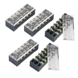 Onwon 600V 15A Dual Row 5 Position Barrier Screw Terminal Strip Block 5 Pcs