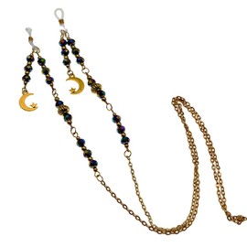 Zeylus Beaded Eyeglass Chain with Moon Charms (golded)