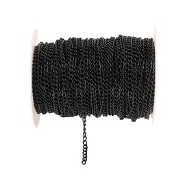 Rockreyoa Cable Link Chain DIY Chain Chain Jewellery Chain Sold by the Metre Link Chain Twisted Chains Curb Chains for Necklaces Bracelets Jewellery Accessories Black 3.5 mm x 12 m