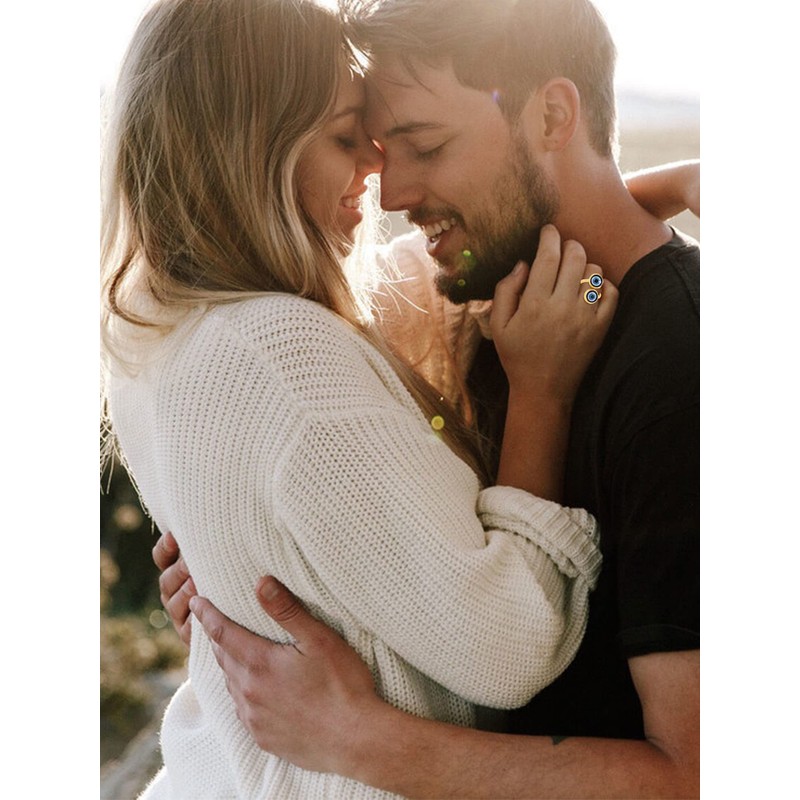 Gold Evil Eye Ring for Women Men Mal De Ojo