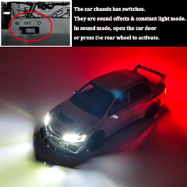 ERBADIHAGO Toy Cars Compatible for Mitsubishi Lancer Evolution IX 1/32 Metal Model Car Pull Back Car Toys with Light and Sound Toys Car Collectible Model for Children Age 3 + Year Old (Silver)