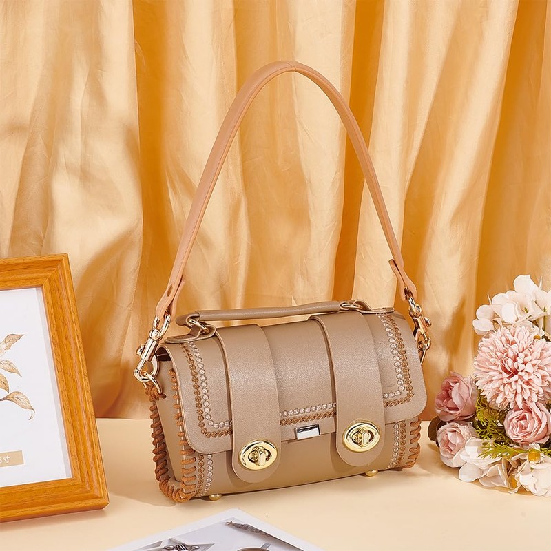 PH PandaHall 20.3 Inch Browner Leather Bag Strap Short Purse