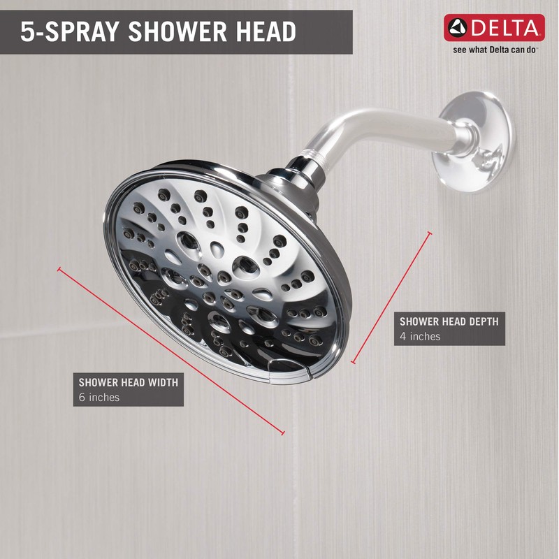 Delta Faucet 52669-BL 5-Setting H2OKinetic Trad Raincan Shower Head, Matte
