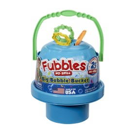 Little Kids Fubbles No-Spill Big Bubble Bucket in Blue for Multi-Child Play, Made in the USA