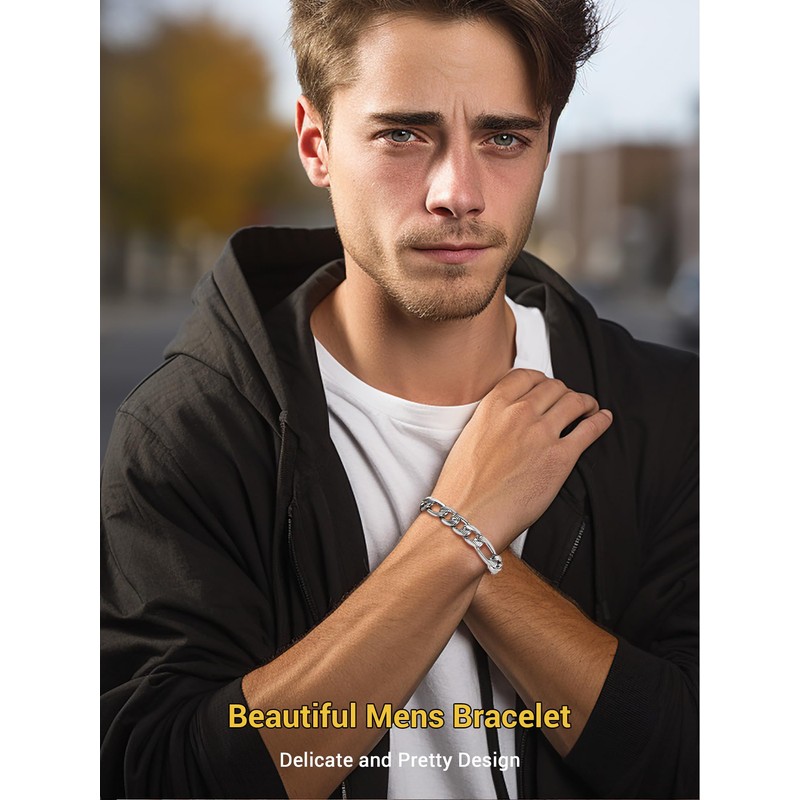 PROSTEEL Mens Bracelets Stainless Steel Bangle 10mm Thick Chain Bracelet