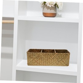 NOLITOY Woven Storage Box Compartment Organizer for Desk Lightweight and Multi Functional Sundries Basket for Cosmetics Stationery and Home Decor Natural