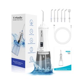 ursmile Teeth Cordless Oral Irrigator Electric Dental Rechargeable, OLED Display IPX7 Water Flosser 350ML