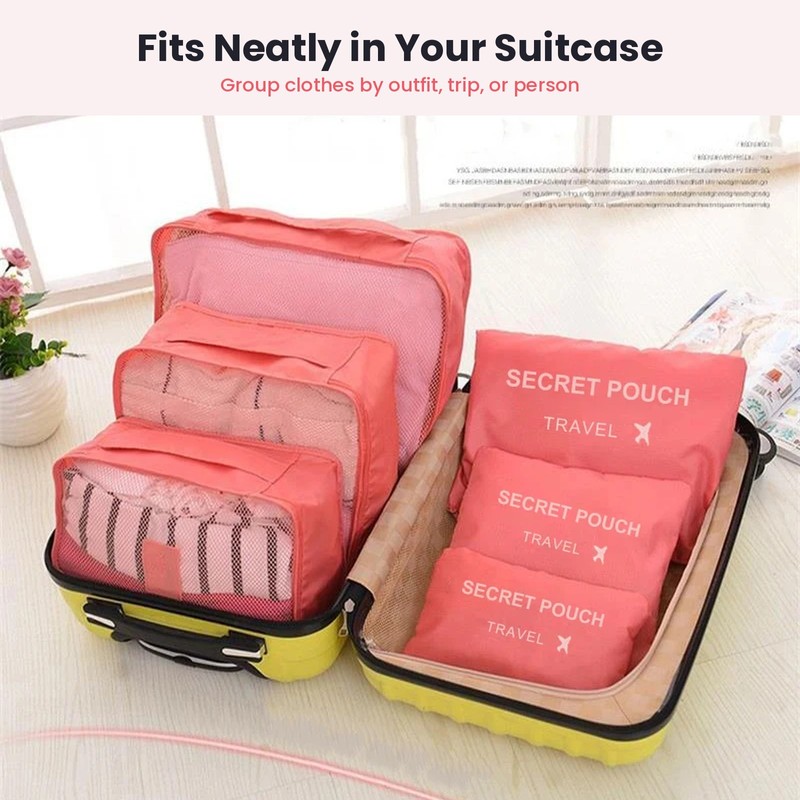 6-Piece Packing Cubes Set – Travel Luggage Organizer Bags with