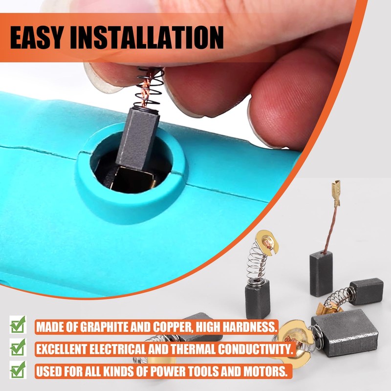 Tanstic 40Pcs Electric Motor Carbon Brushes, 10 Different Sizes Carbon