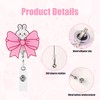 Pink Bow ID Card Holder, Pink, Cute Retractable Badge Holder