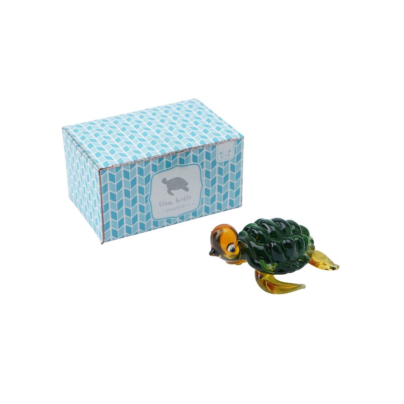 CGB Giftware Glass Turtle Ornament | Green | Gift Boxed