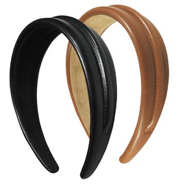 scicent Bridal Hair Accessories for Women 2 Pieces Fashion Padded Headbands for Girls Vintage Hairbands for Costume Elegant Head Bands Glitter Hair Bands Solid Color Head Hoops - 29606