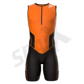 Sparx X Triathlon Suit Men Racing Tri Cycling Skin Suit Bike Swim Run (Orange, Large)