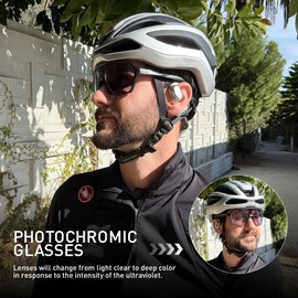 KAPVOE Photochromic Cycling Glasses Men Mountain Bike Glasses Women Clear MTB Sports Sunglasses TR90 Biking Goggles Transition Bicycle Glasses Triathlon Running UV Protection Black