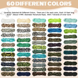 Riakrum 120 Pcs Paracord 550 10 Feet Paracord Cord Parachute Paracord Rope Multifunction DIY Paracord Bracelets Making Kit with Drawstring Bag for Making Lanyard Dog Collar Gift(Classic Colors)