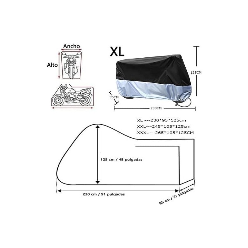 Funda para Moto Impermeable, 190T Tela Oxford Cubierta de Motocicleta
