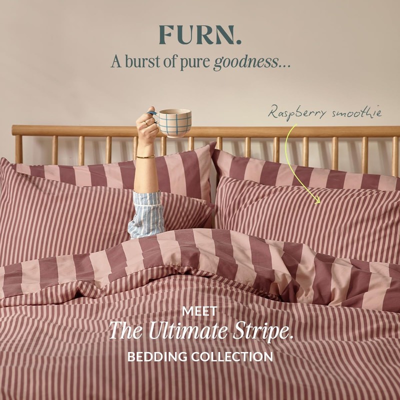 furn. The Ultimate Stripe Pillowcase Pair (Raspberry Smoothie - 75x50cm)