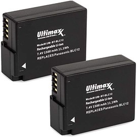 Ultimaxx BLC12 Extended Life Batteries (2-Pack) 1500mAh Compatible with Lumix DC-FZ1000 II DC-G95 DMC-G85 DMC-GH2 DMC-G5 DMC-G6 DMC-G7 DMC-GX8 DMC-FZ200 DMC-FZ300 DMC-FZ1000 DMC-FZ2500