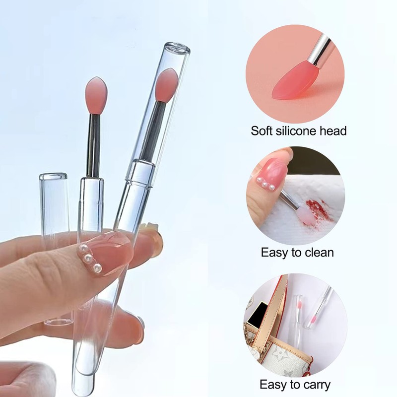 Lip Brush, 6PCS Silicone Lip Applicator Reusable Lip Mask Applicator,
