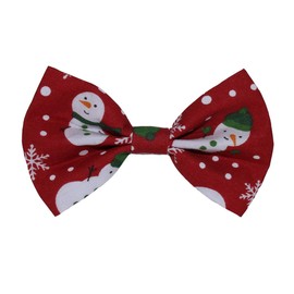 New Dogs Bow Tie CHRISTMAS Elastic Band attach COLLAR ACCESSORY Handmade UK (medium, red Snowman)