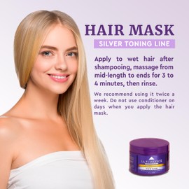 LA PUISSANCE Silver Toning Purple Hair Mask for Blonde Hair & Gray or white Hair - Intense Hydration & Toning - Neutralizes Brassiness, Revives Shine, Softens & Hydrates - For Home and Salon Use