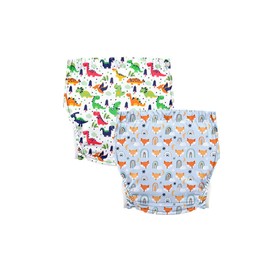 LAROTSUBA Unisex Adult Incontinence Pants,Reusable Diapers for Adults,Adult Cloth Diaper Cover,Incontinence Underwear Suitable for Bedridden,Elderly and Incontinent People（2PCS） Fox + Dinosaur XXL
