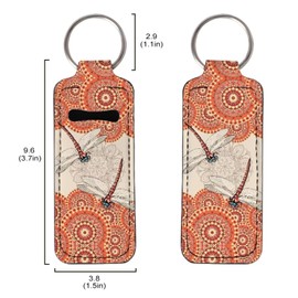 Suobstales Chapstick Holder Keychain Clip-on Sleeve Chap Stick Pouch Lip Balm Holsteror Lipstick Tracker Safeguard, Boho Mandala Dragonfly, One Size