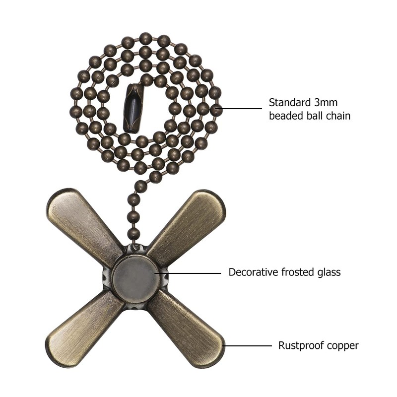 SmoTecQ Ceiling Fan Pull Chain Extender with Decorative Frosted Glass